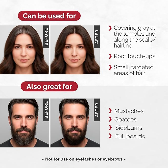 RB RENATA BEAUTY Tint Kit – Cream Hair Dye Kit with Developer and Application Brush for Spot Coloring - Covers Gray Hairs, Smudge-Proof, Long-Lasting Up to 4 Weeks, 20 Applications [Brown]