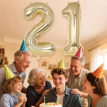 Champagne Gold Large Number 21 Balloon, 40 Inch Light Gold Foil Helium Number - Image 6