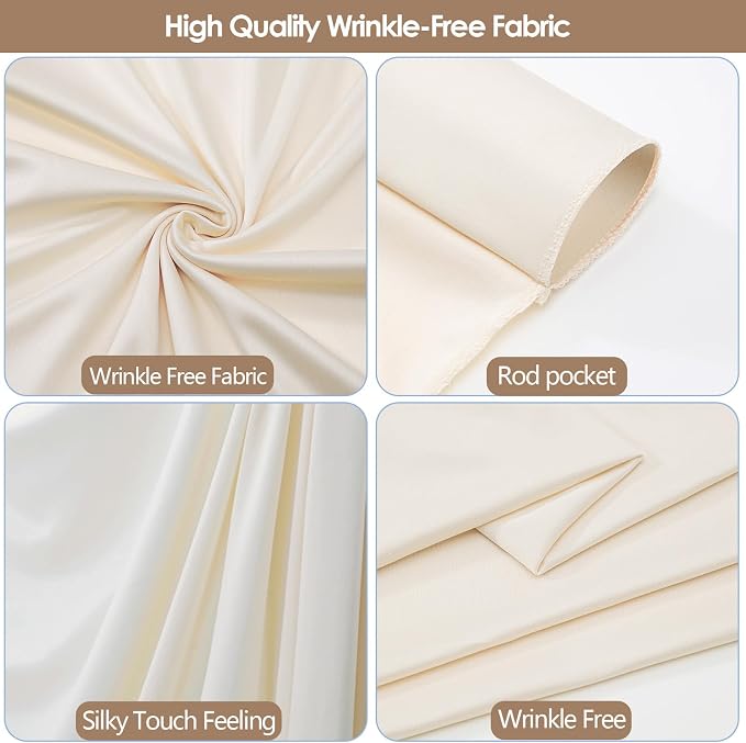 20x10ft Wrinkle Free Ivory Backdrop Curtain - Image 4
