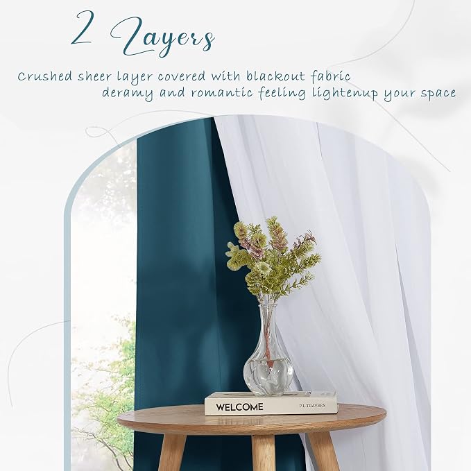 PONY DANCE 2 Layers Curtains Set, Ink Blue, 2 Panels | Room Darkening Mix & - Image 5