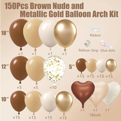 Brown Gold Balloon Garland Arch Kit, 18 12 10 5 inch Different Sizes Brown - Image 3