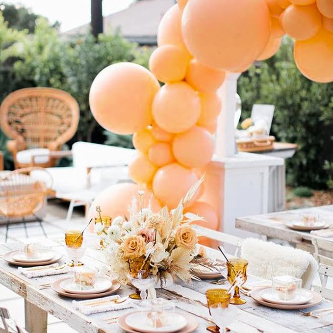 PartyWoo Pearl Peach Balloons 140pcs Pastel Light Pale Orange Color | 18 12 10 - Image 6