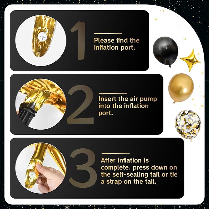Black and Gold Balloon Arch Kit 117 PCS, and Gold Confetti Balloons, Party - Image 4