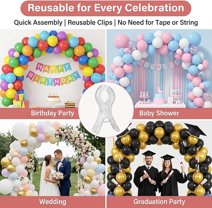 10 Pack Balloon Arch Clips, 3.5" Plastic Transparent Backdrop Clamps | 300 Pcs - Image 5