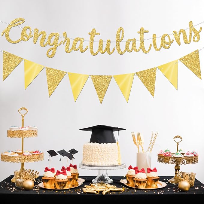 Glitter Gold Congratulations Banner - Image 7