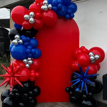 Red Blue Black Balloons, 12 Inch Royal Blue Red Black Metallic Silver Confetti - Image 4