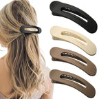 4 PCS Flat Claw Clips, Large Lay Flat Hair Clips for Women Girls, Strong Hold Non-slip Hair Claws for Thick Thin Hair (Matte 3)