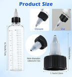2 Pack Hair Dye Applicator Bottle, Hair Dye Bottle Applicator 8.5oz with Graduated Scale & Twist-On Cap, Plastic Applicators for Root Touch-Up, Salon & Home Use, Clear