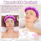 Zkptops Spa Headband for Washing Face Wristband Set Sponge Makeup Skincare Terry Cloth Bubble Soft Get Ready Hairband for Women Girl Puffy Padded Headwear Non Slip Thick Hair Accessory(Dark Purple)