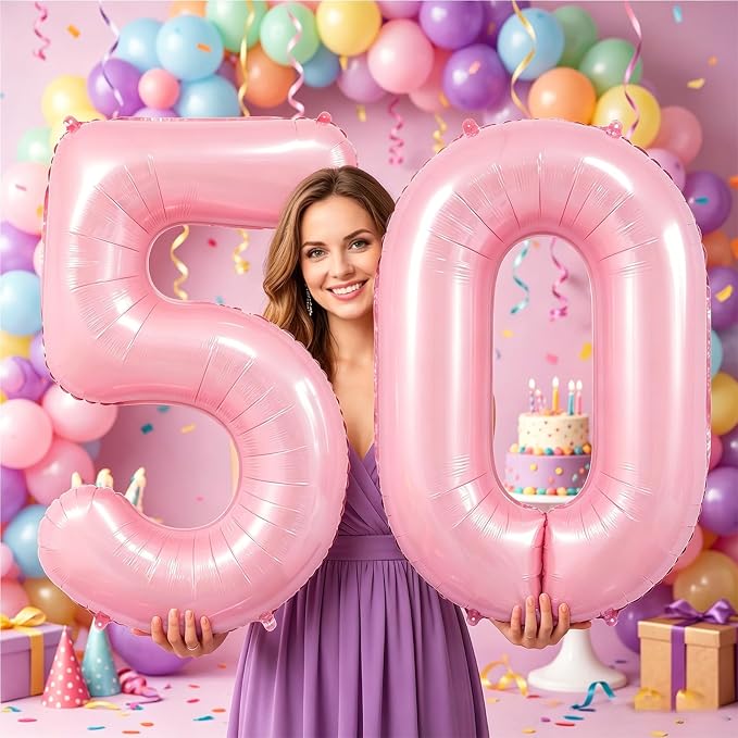 Number Balloons Pink Party Balloon - Image 6