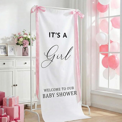 Oudain 24x60 Inch It's a Girl Burlap Banner, Baby Shower Fabric Backdrop by Oudain