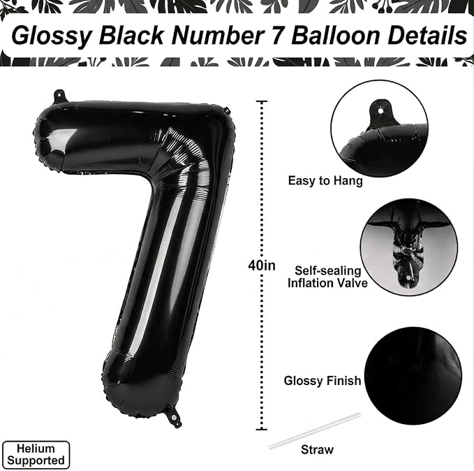 Black Number 17 Balloon 40 Inch, Foil Numeral - Image 4