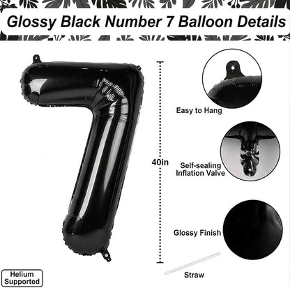 Black Number 17 Balloon 40 Inch, Foil Numeral - Image 4