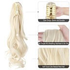 Claw Clip Ponytail Extension 18" Clip in Wavy Ponytail Hair Extensions Long Pony Tails for Women Extensions Platinum Blonde Wave Hairpiece