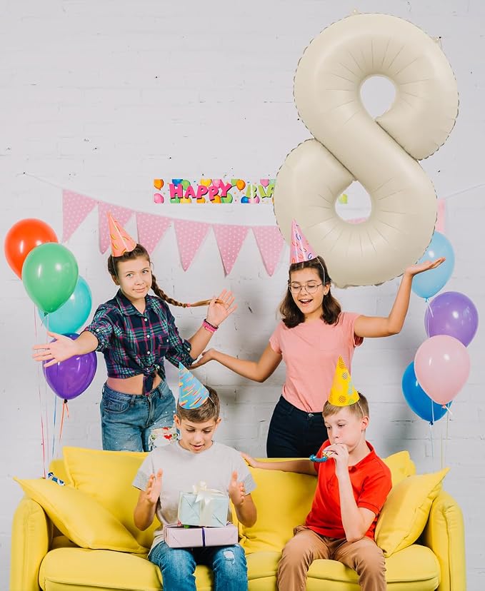 40 Inch Beige Number 8 Balloons - Image 3