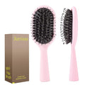 Boar Bristles Hair Brush for Women and Men, Detangling Hair Brush for Smoothing Massage Add Shine, Nylon&Boar Bristles Detangler brush for Hair Healthy (Medium-Pink)