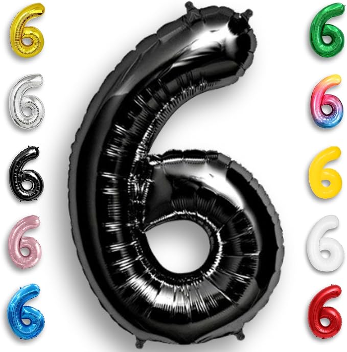 Black Number Balloon 6 Mylar Foil Balloons 40 inch by Unknown