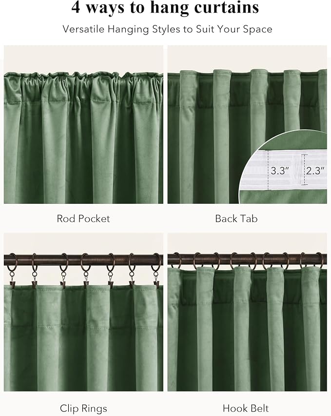 Emerald Green Velvet Thermal Curtains - Image 2