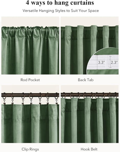 Emerald Green Velvet Thermal Curtains - Image 2