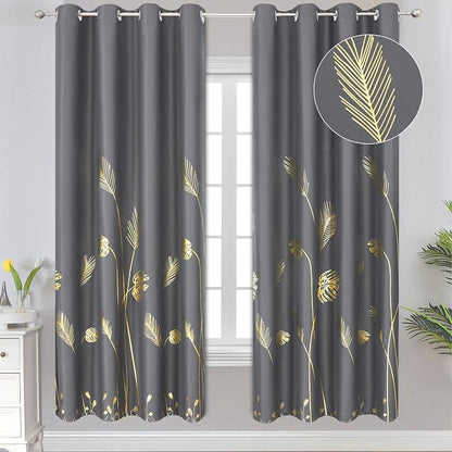 Blackout Curtains 72 inch Length 2 Panels Set, Palm Tree and Wheat Pattern by ESTELARTEXTILER