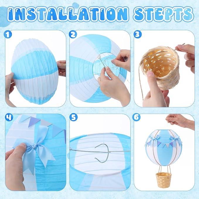 Lewtemi 12 Sets Hanging Hot Air Balloon Ceiling Decorations 10'' 12'' Baby - Image 4