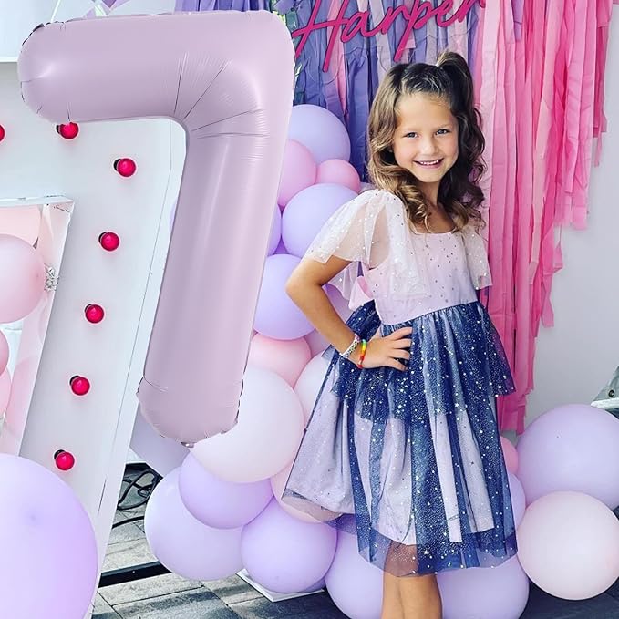 TONIFUL 40 Inch Pastel Purple Number 7 Balloon – Big Lilac Mylar Foil Number - Image 4