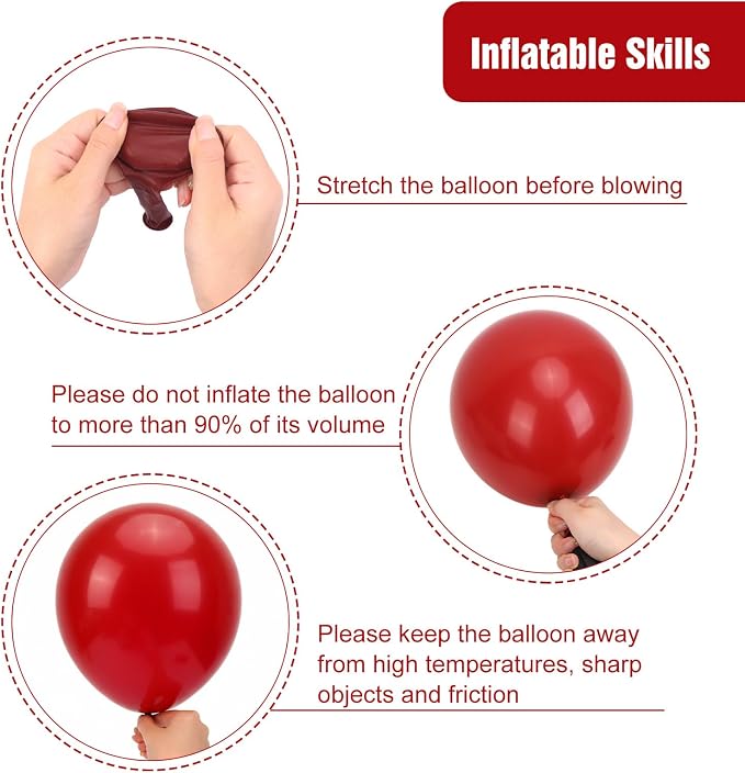 RUBFAC Ruby Red Balloon Arch Kit 154pcs Crimson Balloons Different Sizes | - Image 4