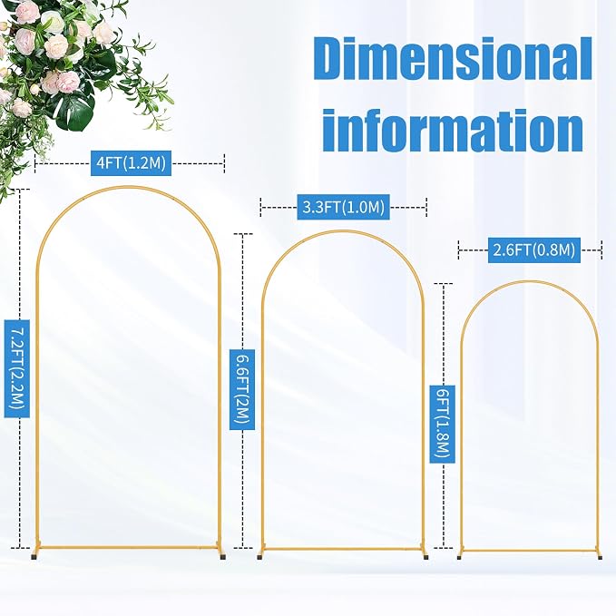 Metal Arch Backdrop Stand Set of 2, Decorative Backdrop Arch Stand | Easy - Image 3