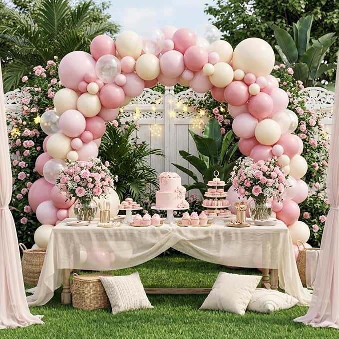 FunHot Dusty Pink Balloons, Blush Balloons, 12 Inch Apricot Transparent Latex - Image 4