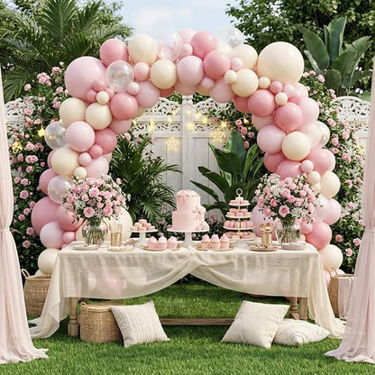 FunHot Dusty Pink Balloons, Blush Balloons, 12 Inch Apricot Transparent Latex - Image 4