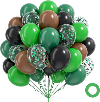60pcs Green and Brown Balloons 12inch by Leraqertra