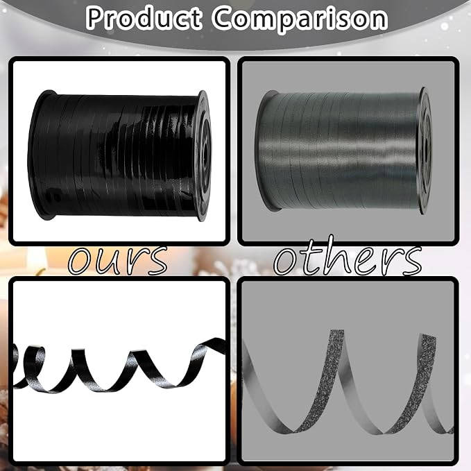500 Yards Curling Ribbon, 1/5 Inch Shiny Black Ribbon, Balloon String, Party - Image 4