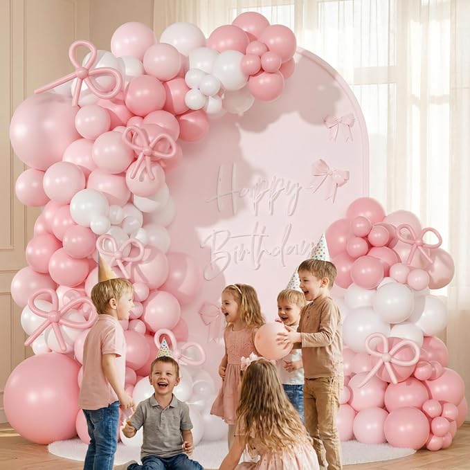 Pink Balloon Garland Arch Kit 148pcs, 18in Pink and White Coquette Balloon Set - Image 6