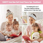 6 Pcs Spa Facial Headbands Set - Soft Fleece Headbands for Makeup, Face Washing, Skin Care, Yoga, and Shower with Bow Hair Band