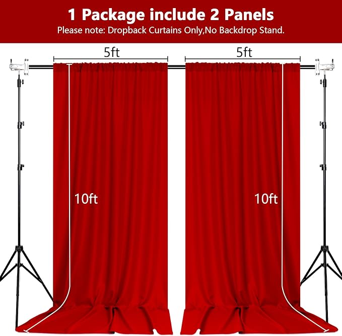 Red Backdrop Curtains for Party Christmas Day Wedding Ceremony Red Curtains - Image 2