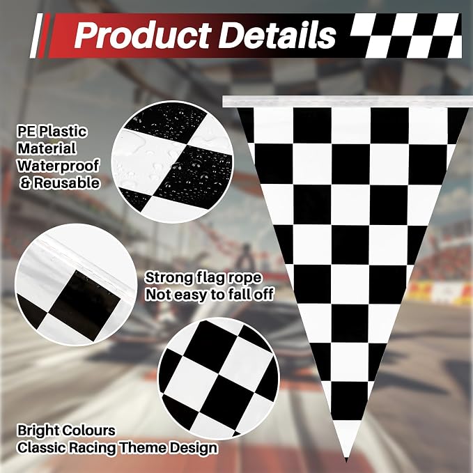 MAQIHAN 98ft Checkered Flag Banner - Image 3