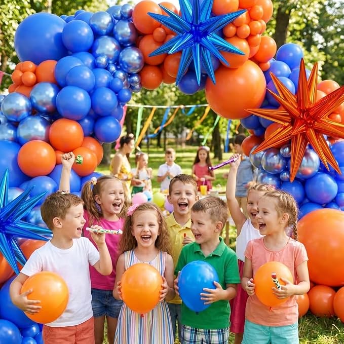 Blue and Orange Balloon Arch Kit, Different Size Balloons - Image 3