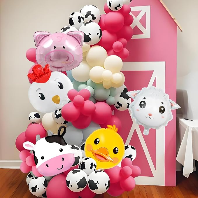 5pcs Farm Animal Balloons Sheep Cow Pig Chicken Duck Foil Balloons - Image 3