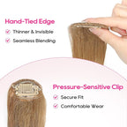 REECHO Bangs Hair Clip in Bangs, 2 PCS Face-Framing Classic Curtain Bangs Fringe Fake Bangs Hairpieces for Women Daily Wear - Light Brown with Highlights