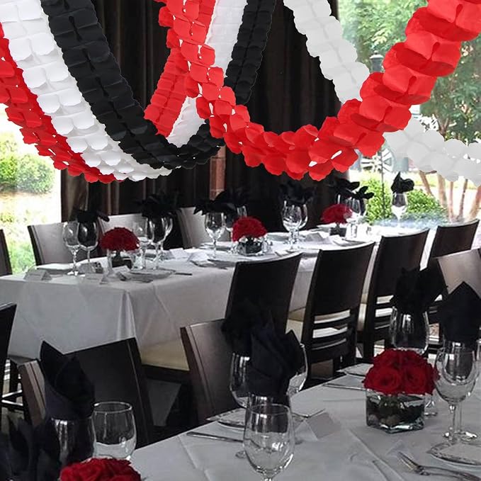 Black White-Red Party-Decorations Streamers Garland - 157Ft Graduation - Image 5