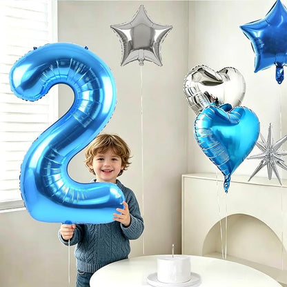 TONIFUL 2nd Birthday Balloons Kit 40 Inch Blue Large Number 2 Foil Balloon | - Image 3