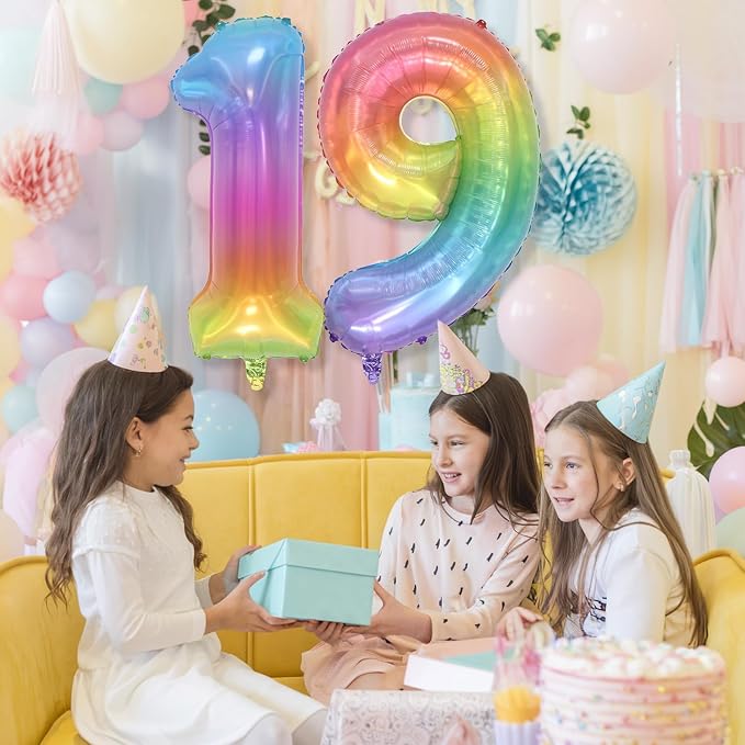 Big Number 9 Balloons, Rainbow Colorful Foil 9 Balloon Numbers 40 Inch - Image 5