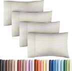 Queen Pillow Cases Set of 4 - Ultra Soft Hotel Quality Pillowcase Covers - Comfy, Cozy & Wrinkle Free - Shrinkage & Fade Resistant - Machine Washable Pillow Protectors - 4 Piece Set - Beige Stripes 2