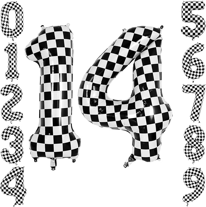 40" Checkered Number 14 Balloon by TNCDJKPA