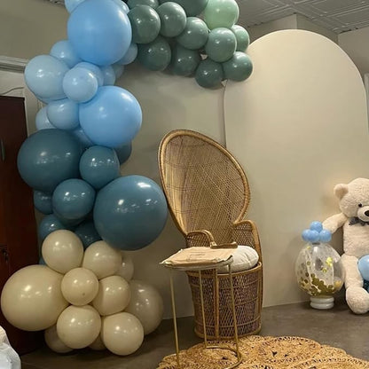 Dusty Sage Green Blue Balloons, 12 Inch Latex Balloon Set - Image 6
