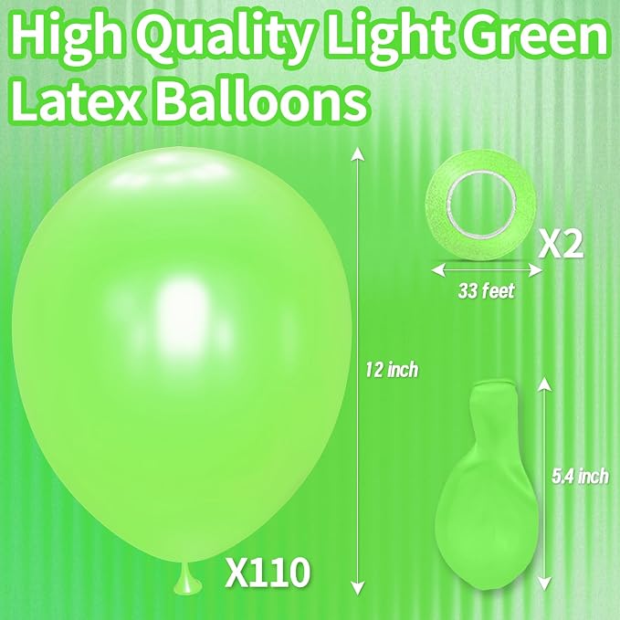 Lime Green Latex Party Balloons, 110 Pack 12 inch Light Green Balloons Round - Image 5