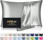Mulberry Silk Pillow Cases King Size, Silk Pillowcase for Hair and Skin, Both Sides Natural Silk Satin Pillowcase for Sleeping Women with Zipper, Gifts for Women Men, Silver Grey