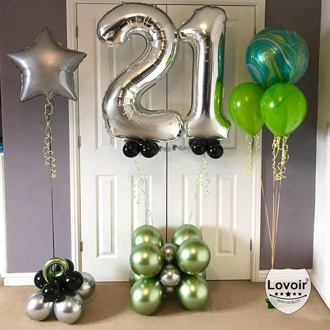 Silver 27 Number Balloons, 40 Inch Giant Number 27 Balloons Foil Mylar Helium - Image 7