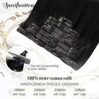 Moresoo Seamless Hair Extensions Clip in Black Clip in Extensions Real Human Hair Black Natural #1B Pure Skin Invisible for Women Long 120g/7pcs 16in