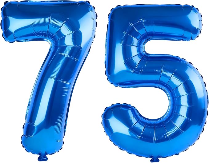 40 Inch Number 75 Balloons for 75th Birthday Party Decorations, 0-100 Dark Blue by FOBELEC